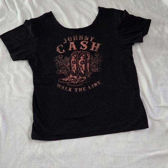 Johnny Cash Walk The Line Graphic Tee Black Country Music T-Shirt Size Medium - Picture 2 of 4